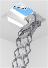 Columbus Treppen und Lamilux verheiraten Scherentreppe mit Dachoberlicht