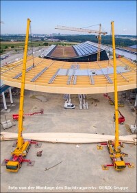 Halle 10 der Stuttgarter Messe erstmals mit Holztragwerk