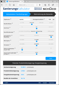 SanierungsKalkulator von Schüco und Drees & Sommer