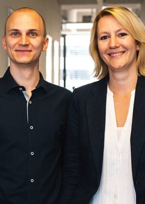 Markus Obel, wissenschaftlicher Mitarbeiter am Lehrstuhl für Massivbau und Katharina Friedrichs