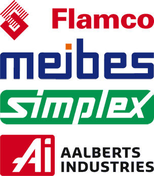 Logos von Flamco, Meibes und Simplex