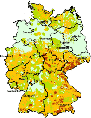 Radonkonzentration in der Bodenluft in 1 m Tiefe