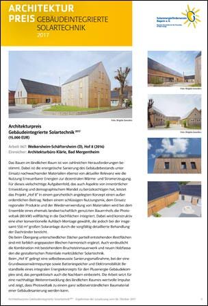 Architekturpreis „Gebäudeintegrierte Solartechnik 2017“