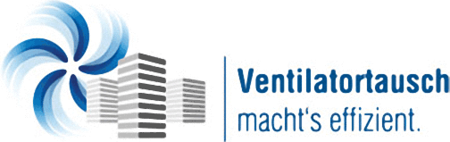 Logo der Informationskampagne „Ventilatortausch macht's effizient“