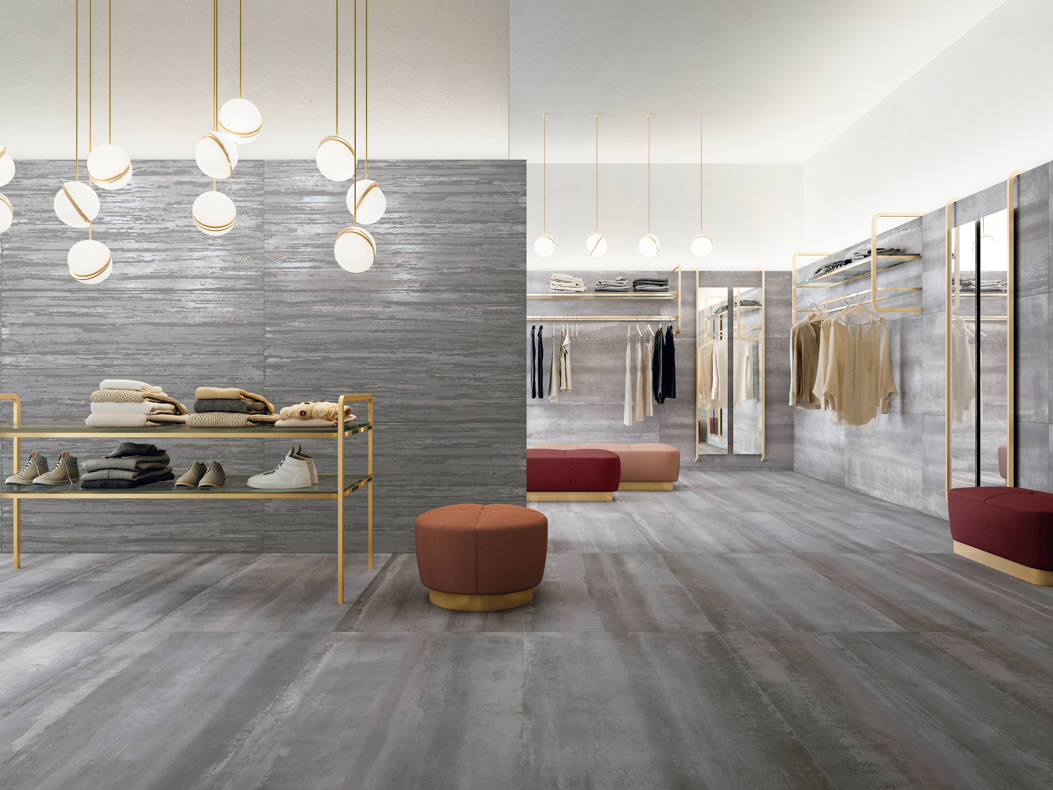 Mit Overlay interpretiert Ceramiche Refin Beton großformatig auf