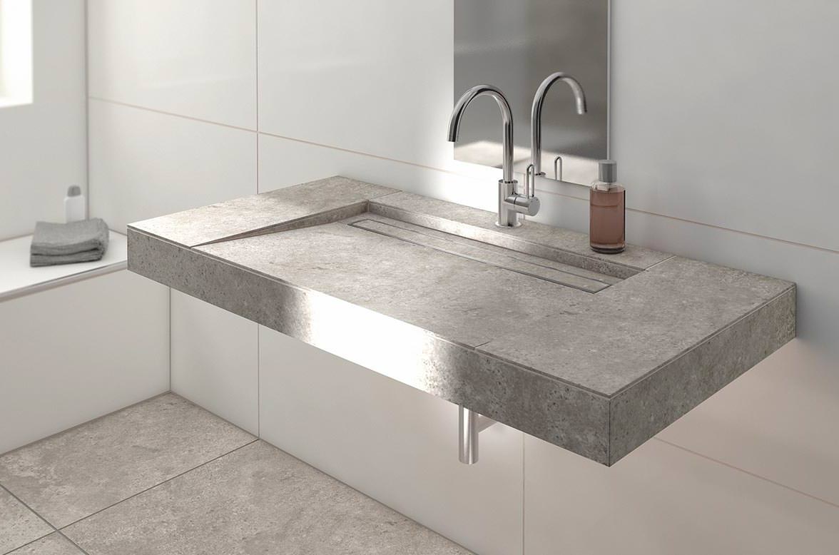 Schwebender, befleisbarer Waschtisch mit Ablaufrinne neu von Lux