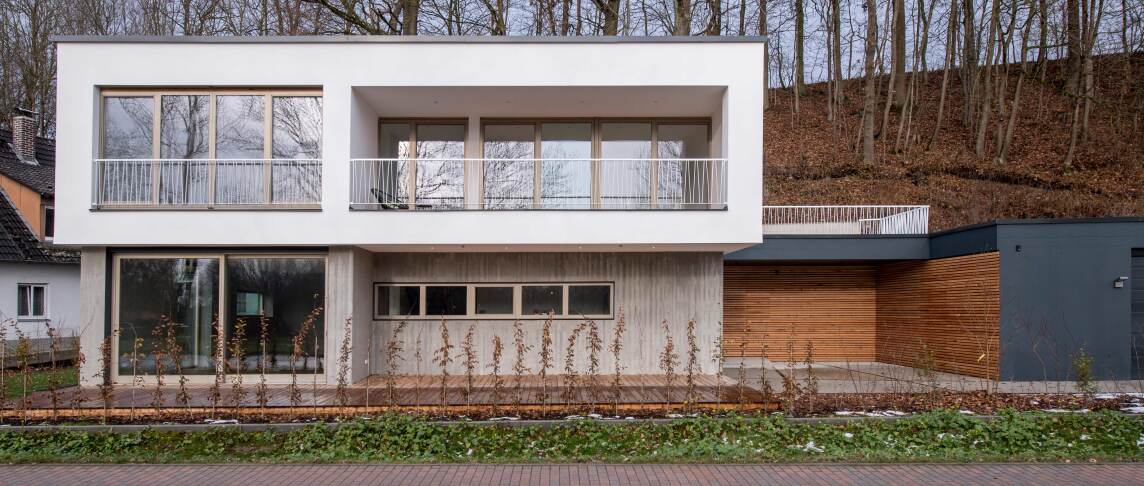 Wohnhaus aus Sichtbeton, Leichtbeton bzw. Dämmbeton