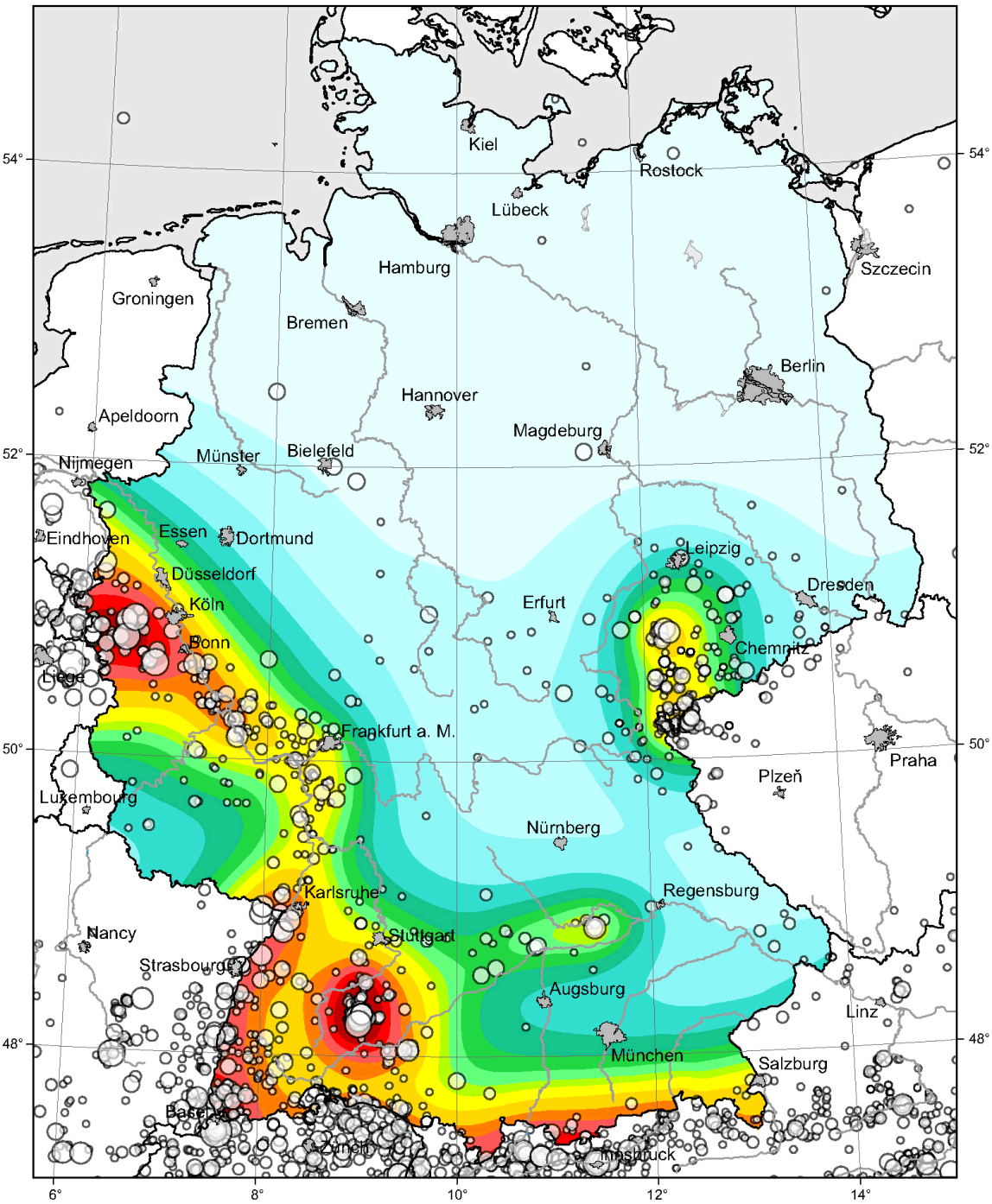 Erdbebenzonierung / Erdbebenzonen in Deutschland