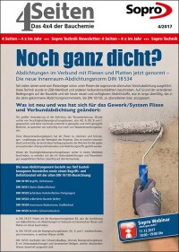 „4 x 4 der Bauchemie“ von Sopro zur neuen Innenraum-Abdichtungsnorm DIN 18534