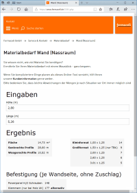 Online: Materialrechner für Wandkonstruktionen mit der Nassraumplatte Powerpanel H₂O