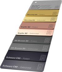 Oberflächenveredelung in Messing, Kupfer, Alt-Bronze und Schwarz à la Eco Schulte