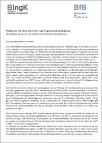 Bundesingenieurkammer warnt vor Qualitätsverlusten in der Ingenieurausbildung