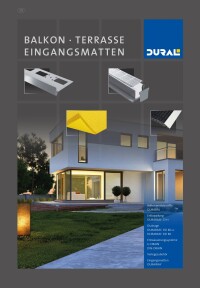 Durals Produktvielfalt für Balkone, Terrassen und Eingangsbereiche in einer Broschüre