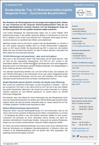 Scope-Report: Steigende Preise und zunehmende Bauaktivitäten auf den Top 10-Immobilienmärkten