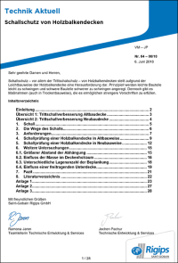 Planungshilfe von Rigips zur Verbesserung des Schallschutzes von Holzbalkendecken