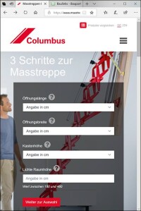 Konfigurator für Columbus Boden- und Scherentreppen online