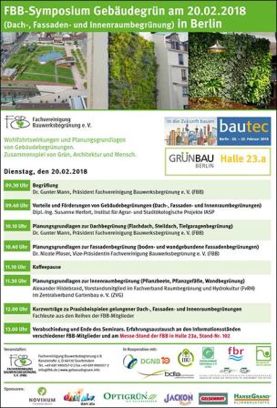 FBB-Symposium Gebäudegrün am 20.2.2018 im Rahmen der Grünbau / bautec