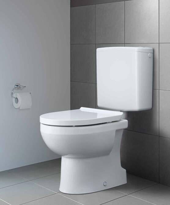 Stand-WC DuraStyle Basic Rimless mit senkrechtem Abgang und Aufputzspülkasten