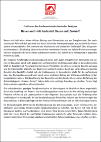 BDF beschließt Positionspapier: „Bauen mit Holz bedeutet Bauen mit Zukunft“