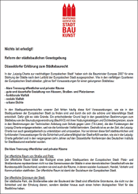 Düsseldorfer Erklärung: 50 Stadtbauräte und Planungsdezernenten fordern Änderung der Baugesetzgebung