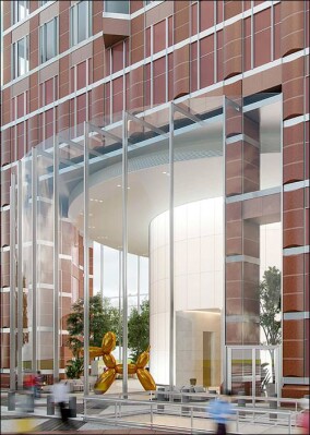 17 m hohe, gebogene Isolierglasscheiben für den Frankurter Messeturm