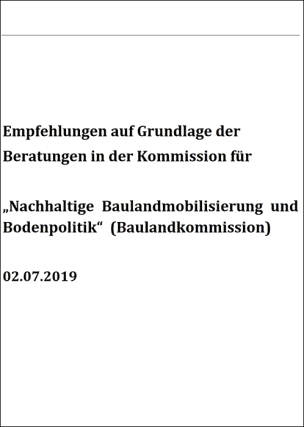 Handlungsempfehlungen der Baulandkommission