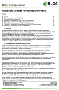 Neue BuGG-Fachinformation „Geeignete Gehölze für Dachbegrünungen“