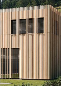 Dreidimensionales Holzfassaden-System für den Objektbau sorgt für Abwechslung