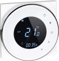 Remkos gestylter Easy-Control-Einzelraumregler kommuniziert direkt mit der Wärmepumpe