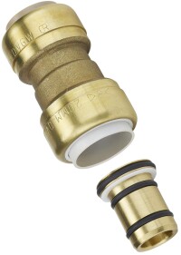 Alpex Steckverbinder >B< Push verbindet Kupfer- und Mehrschichtverbundrohre