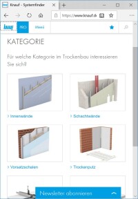 Knauf Systemfinder für Wand- und Deckenkonstruktionen online