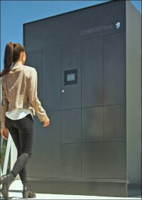 Paketfachanlage mit integrierter Türkommunikation von s: stebler und SKS-Kinkel