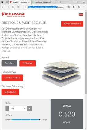Dämmstoffrechner für Dach und Boden von Firestone online