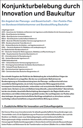 Planungs- und Bauwirtschaft schlägt Vier-Punkte-Plan vor: Mit Baukultur durch die Corona-Krise