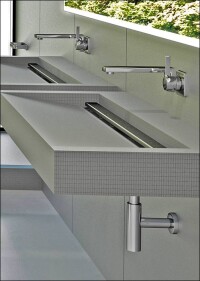 Freischwebende Waschtische aus Bauplatten von Wedi