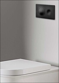Mattschwarze WC-Betätigungsplatten von Viega in 4 Designvarianten