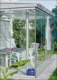 Flexibles Ganzglas-Schiebe-Drehsystem PlicoFlex 25 für Terrassendächer neu von Tebau