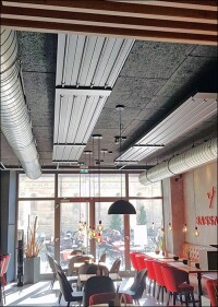 KSP-to-go-Deckenstrahlplatten als Teil des Technik- und Innenarchitekturkonzepts einer Bar