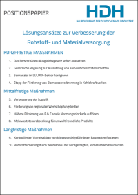 Positionspapier der Holzindustrie zur Rohstoff- und Materialversorgung