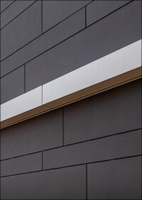 Graphitschwarz durchgefärbte Equitone-Faserzementtafeln für hochwertige Fassaden