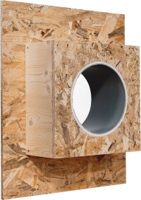 Woodplex: Wandeinbaubox für dezentrale Lüftungsgeräte in Holzhäusern