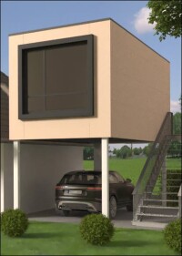 XScubes: Schwebende, 19 m² große Tiny Houses für zusätzlichen Wohnraum über Garagen