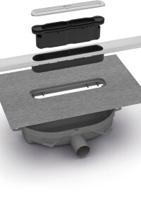 Infinity-Duschrinne von Kessel mit 60 mm Einbauhöhe und praktisch unendlicher Länge - auch ums Eck