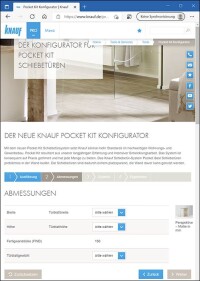 Knauf unterstützt mit dem Pocket Kit Konfigurator online die Planung von Schiebetüren