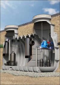 All-in-One-Fettabscheider-System ACO LipuLift zum Erdeinbau mit integrierter Pumpstation