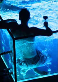 Ganzglas-Whirlpool mit Licht und optionaler Multimedia-Technik