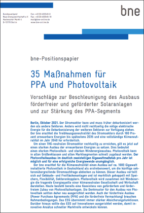 Bundesverband Neue Energiewirtschaft hat einen 35-Punkte-Plan für den Photovoltaik-Ausbau