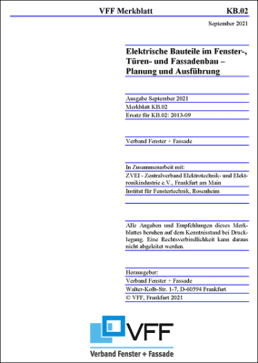 VFF-Merkblatt KB.02 „Elektrische Bauteile im Fenster-, Türen- und Fassadenbau“ überarbeitet