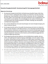Putins Krieg: BDEW-Papier zur Lage der Energiewirtschaft