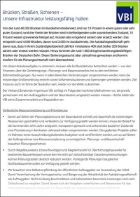 VBI-Positionspapier zur zügigen Brückenmodernisierung